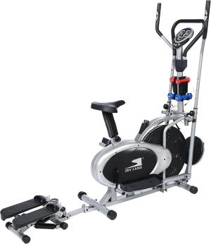 5-in-1 Orbitrek Exercise Bike | Elliptical Cycle with Stepper, Twister & Dumbbells | Adjustable Resistance | LCD Monitor & Cushioned Seat | Full-Body Home Gym Workout | EM-1133