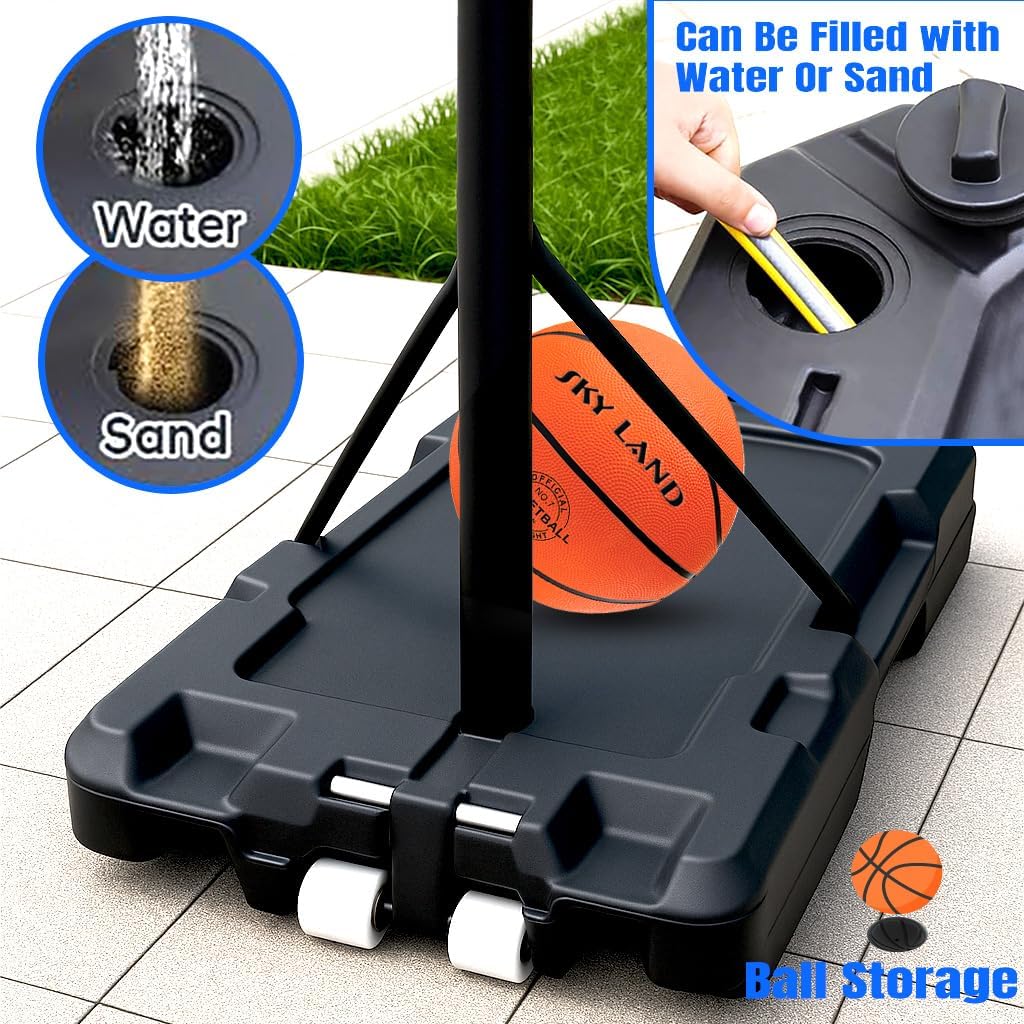 SKY LAND Adjustable Kids Basketball Hoop Set EM-1884 | Height 1.08m to 2.10m | 38cm Steel Rim, Fillable Base, PE+PET Backboard | Indoor & Outdoor Sports Game for Boys & Youth - Image 4