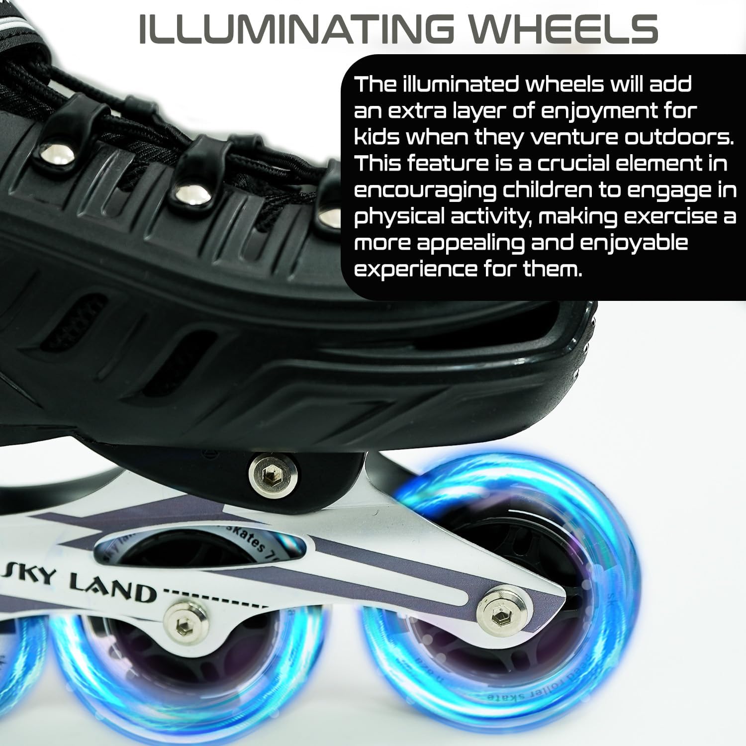 SKY LAND Professional Inline Skates for Kids and Teens with 8 Illuminated Wheels - Adjustable, Comfortable, and Safe - Image 5
