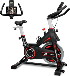 Exercise Spin Bike | Stationary Indoor Cycling Exercise Bike for Home Gym | Silent Belt Drive & Heavy Flywheel, Bluetooth Smart App, Adjustable Resistance - EM-1567