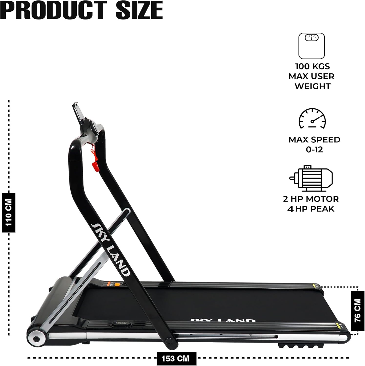 2-in-1 Foldable Treadmill with 4.0 HP Peak Motor, Walking Pad & Running Machine, Under Desk Treadmill with Remote Control, Bluetooth Speaker, Shock Absorption, 100 KG Capacity ?C EM-1269 - Image 2