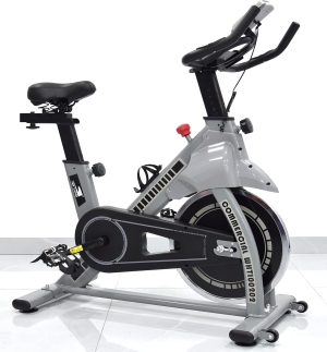 Exercise Bike for Home Cardio | Heavy-Duty Spin Bike with 28 LBS Flywheel, Adjustable Seat & Handlebar, LCD Monitor, Belt Drive Quiet Cycling Workout ?C EM-1560-W