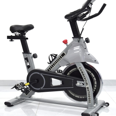 Exercise Bike for Home Cardio | Heavy-Duty Spin Bike with 28 LBS Flywheel, Adjustable Seat & Handlebar, LCD Monitor, Belt Drive Quiet Cycling Workout ?C EM-1560-W