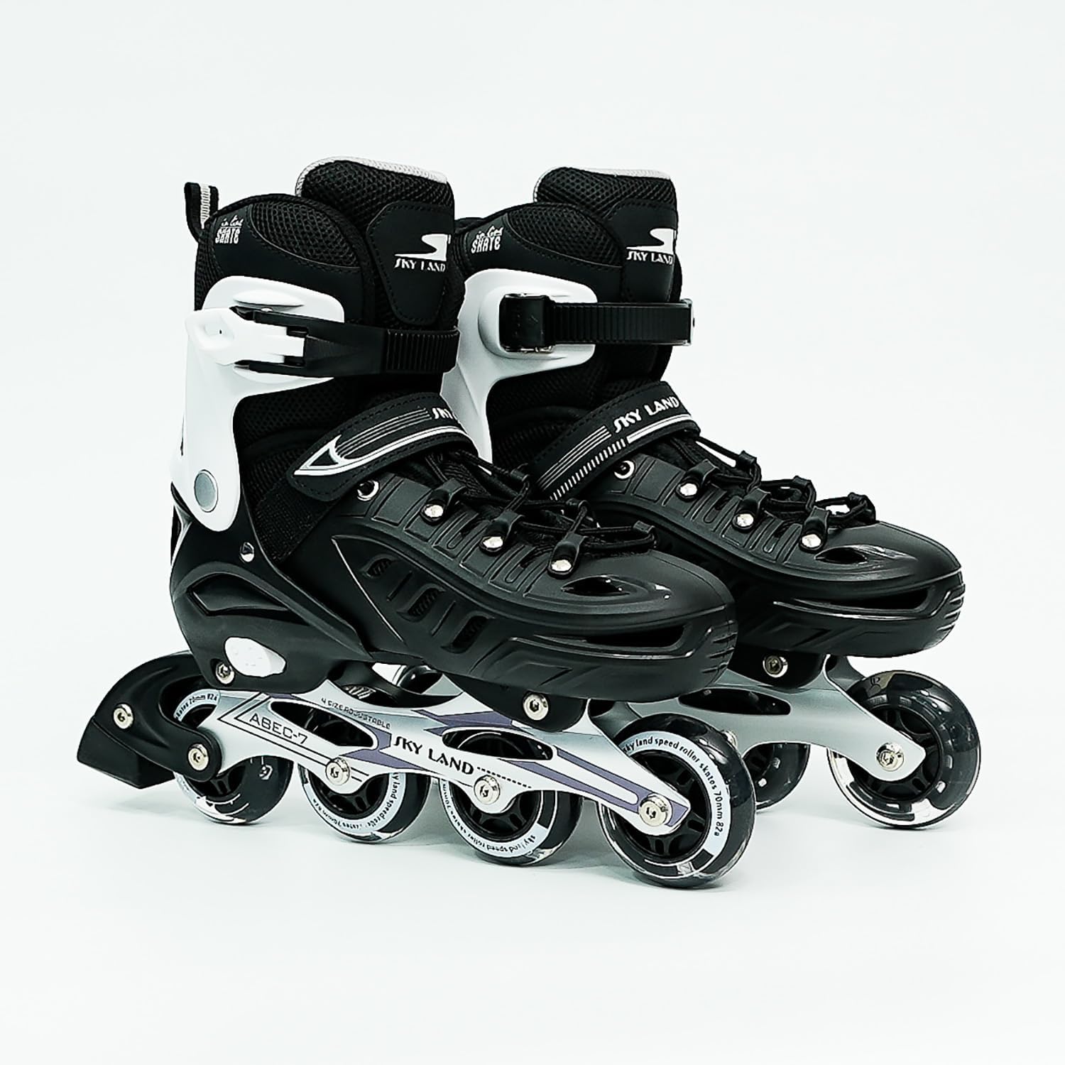 SKY LAND Professional Inline Skates for Kids and Teens with 8 Illuminated Wheels - Adjustable, Comfortable, and Safe