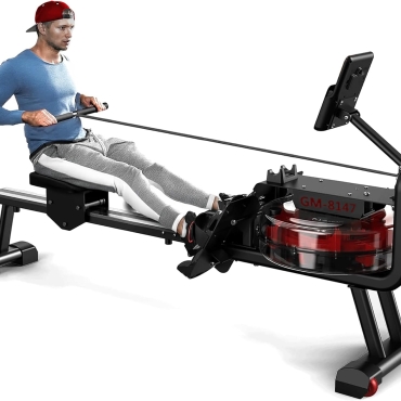 Water Rowing Machine for Home Use ?C Indoor Cardio Rower with 14L Tank, Bluetooth App, LCD Monitor, Foldable Storage & 136KG Capacity Fitness Equipment GM-8147