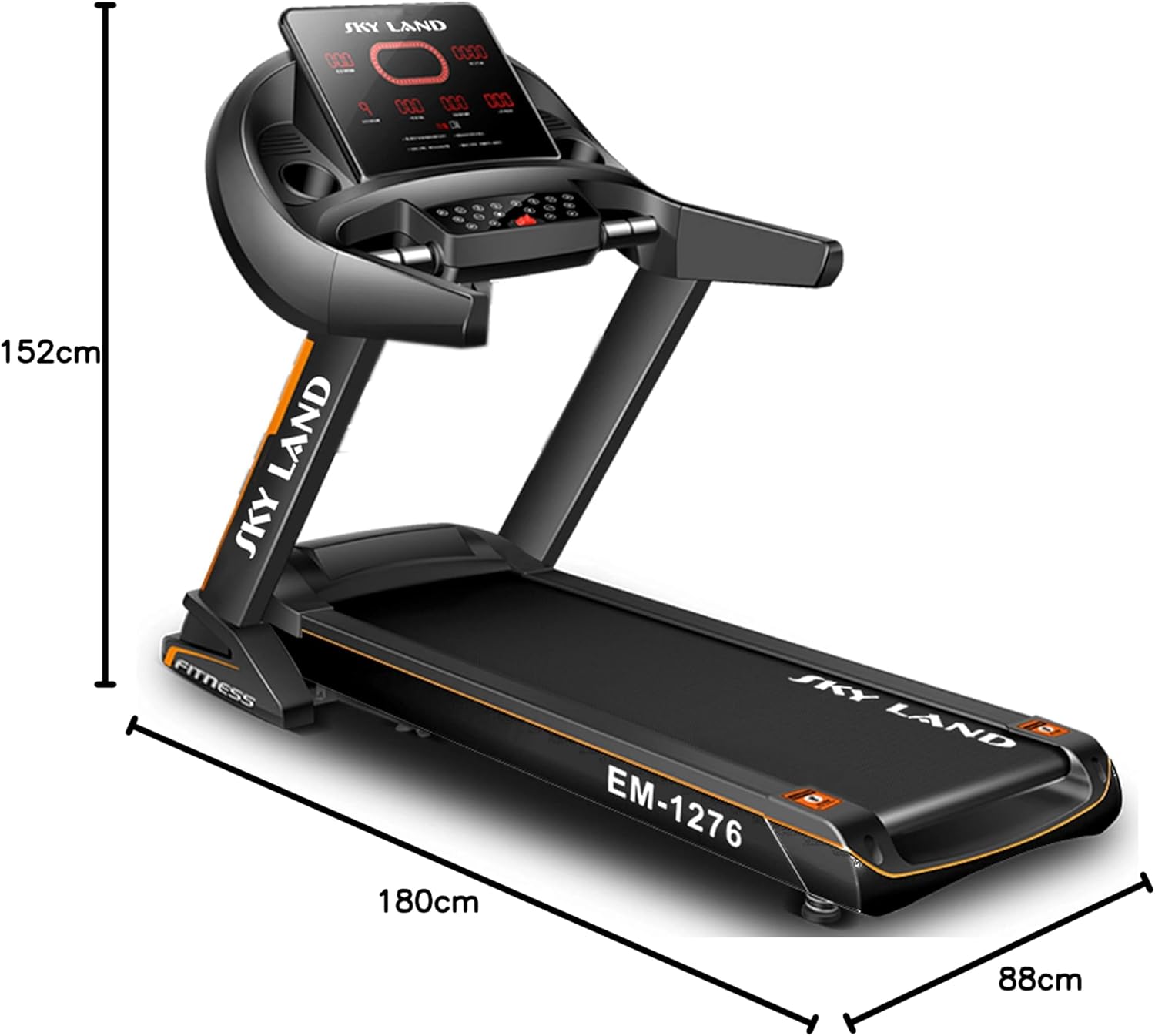 Foldable Treadmill 5.5 HP Peak Motor | Auto Incline, Bluetooth Speaker, LED Display | 130 KG Capacity Running Machine for Home EM-1276 (Black) - Image 7