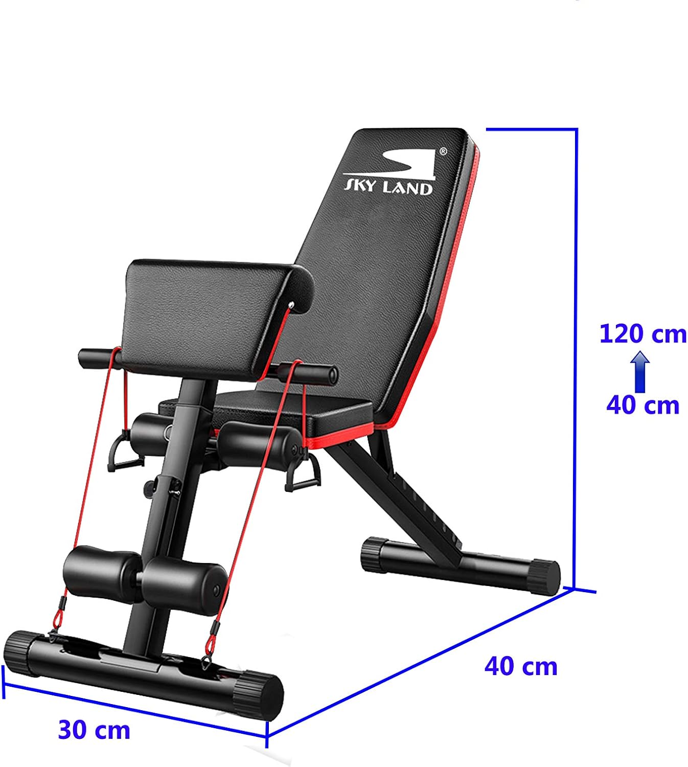 SKY LAND Adjustable Weight Bench EM-1857 | Multi-Function Strength Training Bench with Elastic Resistance Ropes, Foldable Design, Heavy-Duty Steel Frame for Home Gym Workout – 130KG Capacity - Image 4