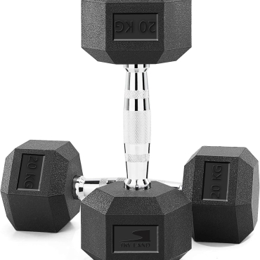 Hex Dumbbells 20kg Pair | Rubber Coated Cast Iron Weights