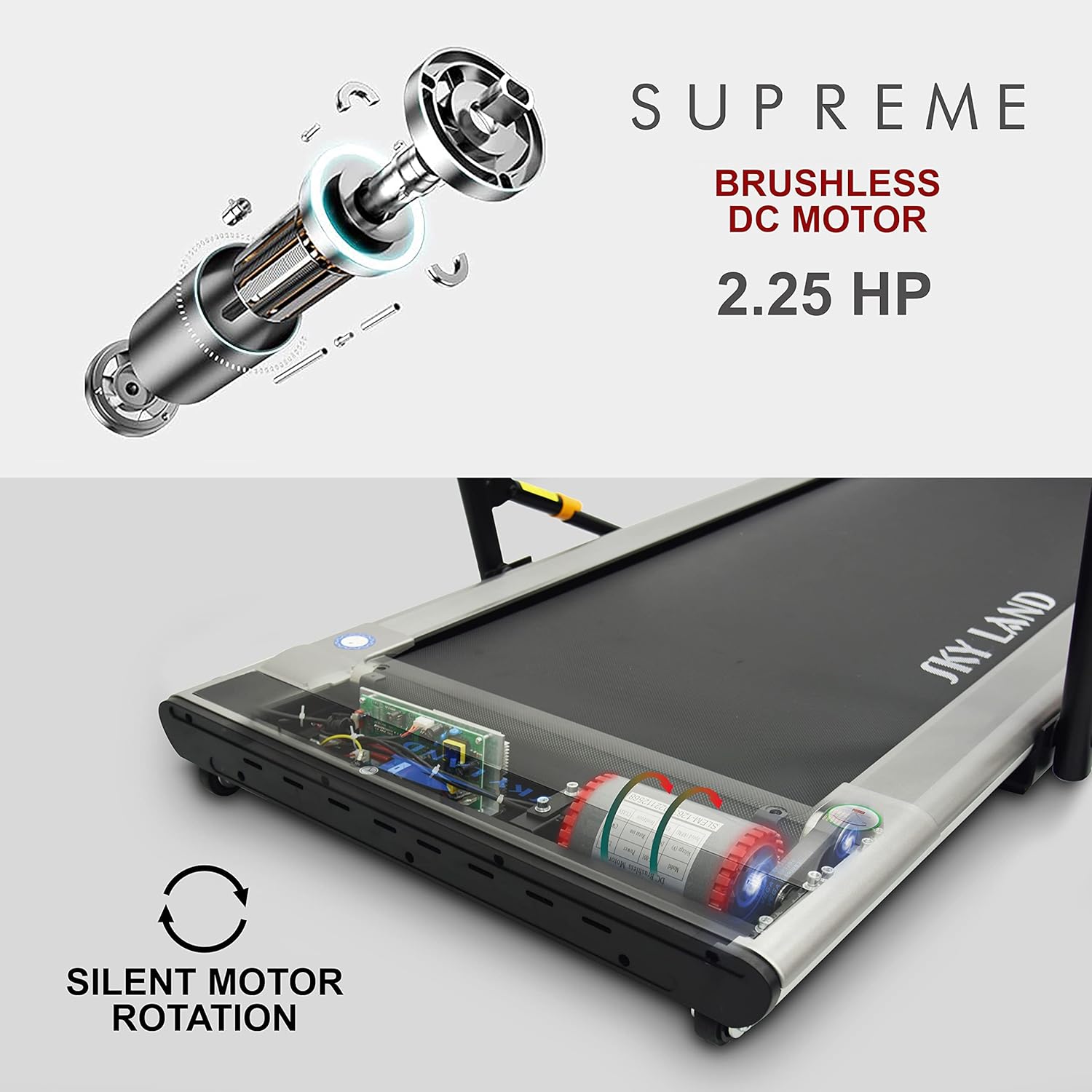 2-in-1 Foldable Treadmill | Ultra-Thin Walking Pad, 2.25HP Quiet Brushless Motor, LED Display & FS App | Under-Desk Treadmill for Home & Office, Compact Running Machine ?C EM-1263 - Image 5