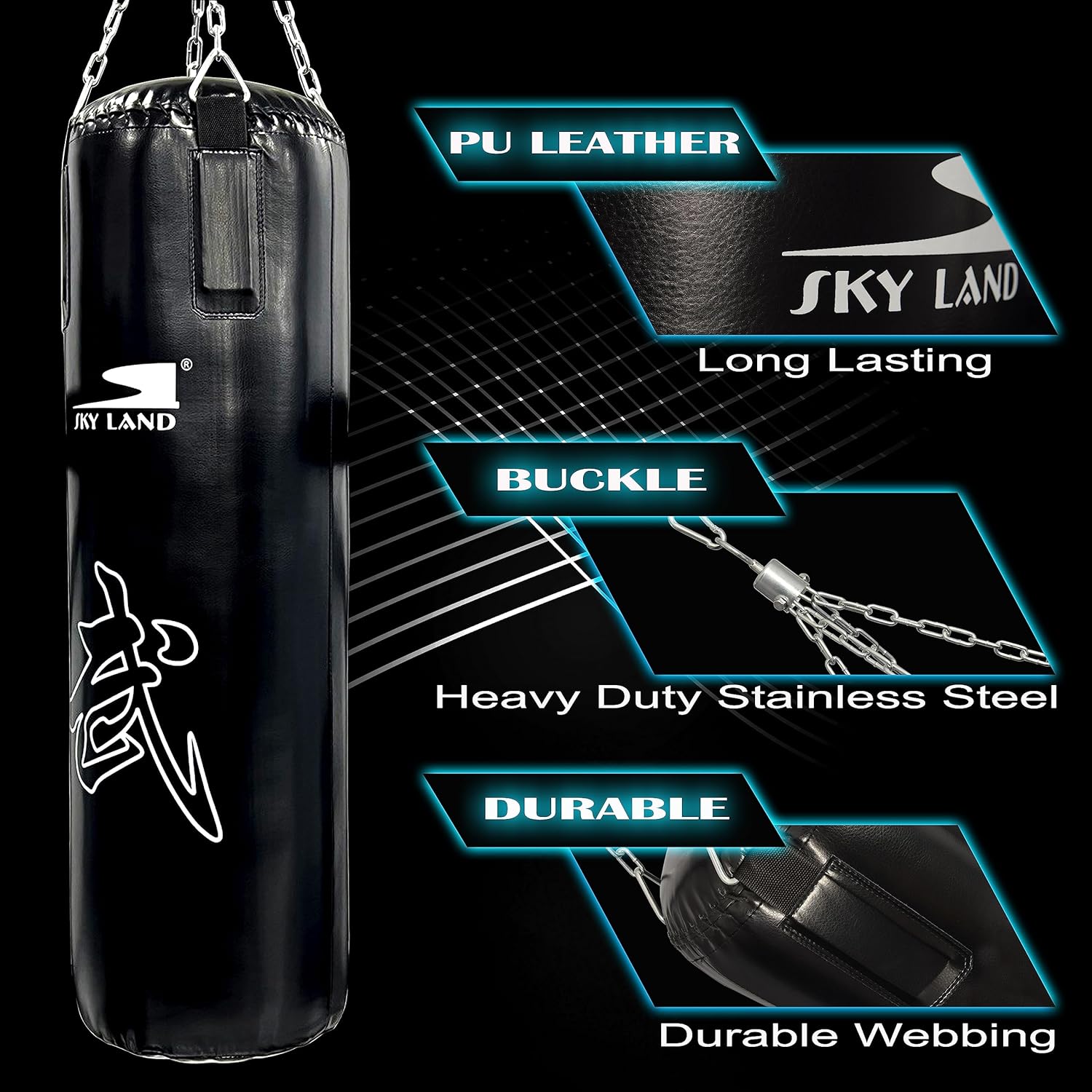 SKY LAND Heavy Duty Filled Punching Bag for Boxing, Kickboxing, MMA, Karate | PU Leather Bag with Wall Mount Hanger | Home Gym Training for Adults & Youth | Red, EM-1876 100cm version - Image 4