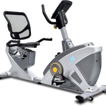 Exercise Bike/Semi-Commercial Grade Magnetic RecumbentBike, Indoor Bike 120kg weight Capacity, Easy Adjustable Seat, DigitalMonitor, Pulse Rate Monitoring-EM-1543 Silver