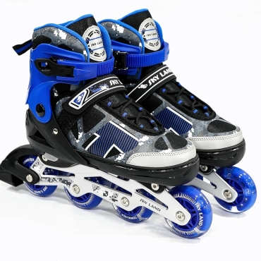 SKY LAND Inline Skates for Kids with 8 Light-Up Wheels ? Adjustable Skates Shoes for Children & Teens, Comfortable Fit, Smooth Bearings ? Blue TMX-016-S