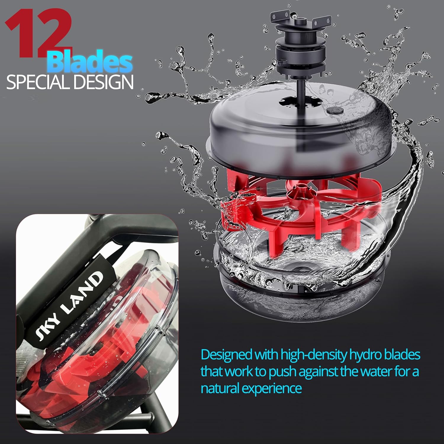 Water Rowing Machine for Home Use ?C Indoor Cardio Rower with Vertical Tank Resistance, Bluetooth App, LCD Monitor, Foldable Storage & 136KG Capacity Fitness Equipment GM-8146 - Image 7