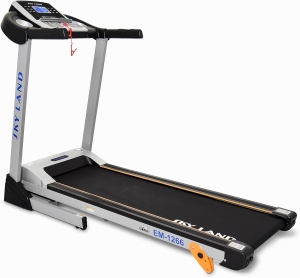 Foldable Motorized Treadmill, 2 HP DC Motor (4 HP Peak), 100kg Capacity, 0.8?C14 KM/H, 3-Level Manual Incline, 5" LCD Display, Hi-Fi Speaker, Compact Running Machine for Home Use EM-1266