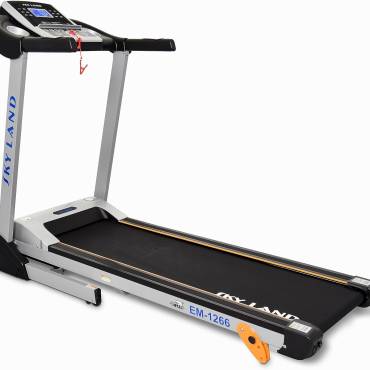 Foldable Motorized Treadmill, 2 HP DC Motor (4 HP Peak), 100kg Capacity, 0.8?C14 KM/H, 3-Level Manual Incline, 5" LCD Display, Hi-Fi Speaker, Compact Running Machine for Home Use EM-1266