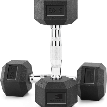 Hex Dumbbells 3kg Pair | Rubber Coated Cast Iron Weights