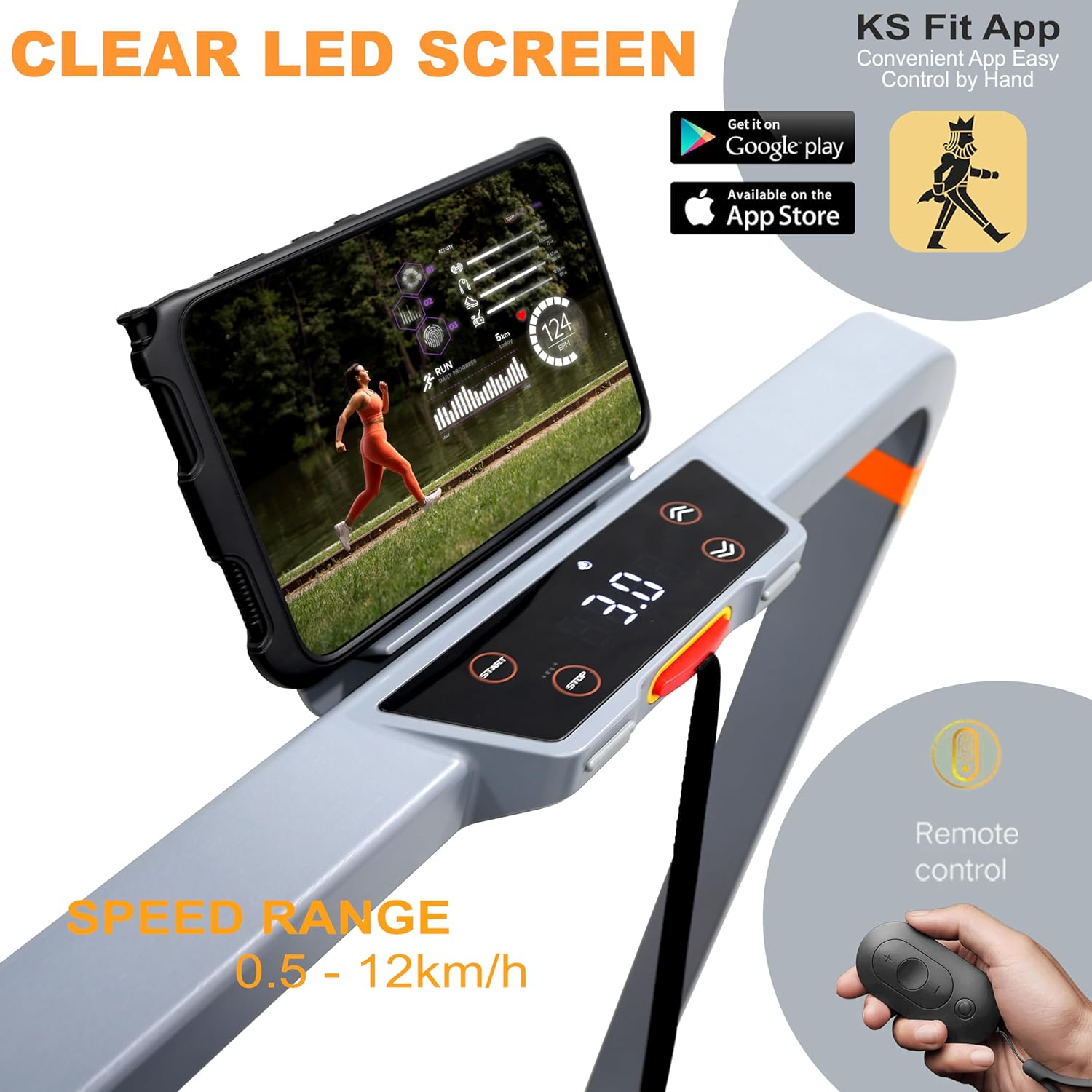 2-in-1 Walking Pad Treadmill ?C Double Foldable Compact Treadmill for Home & Office, 2.25HP Motor, Bluetooth & Zwift App, Under Desk Running Machine with Remote Control | EM-1288-PRO - Image 3