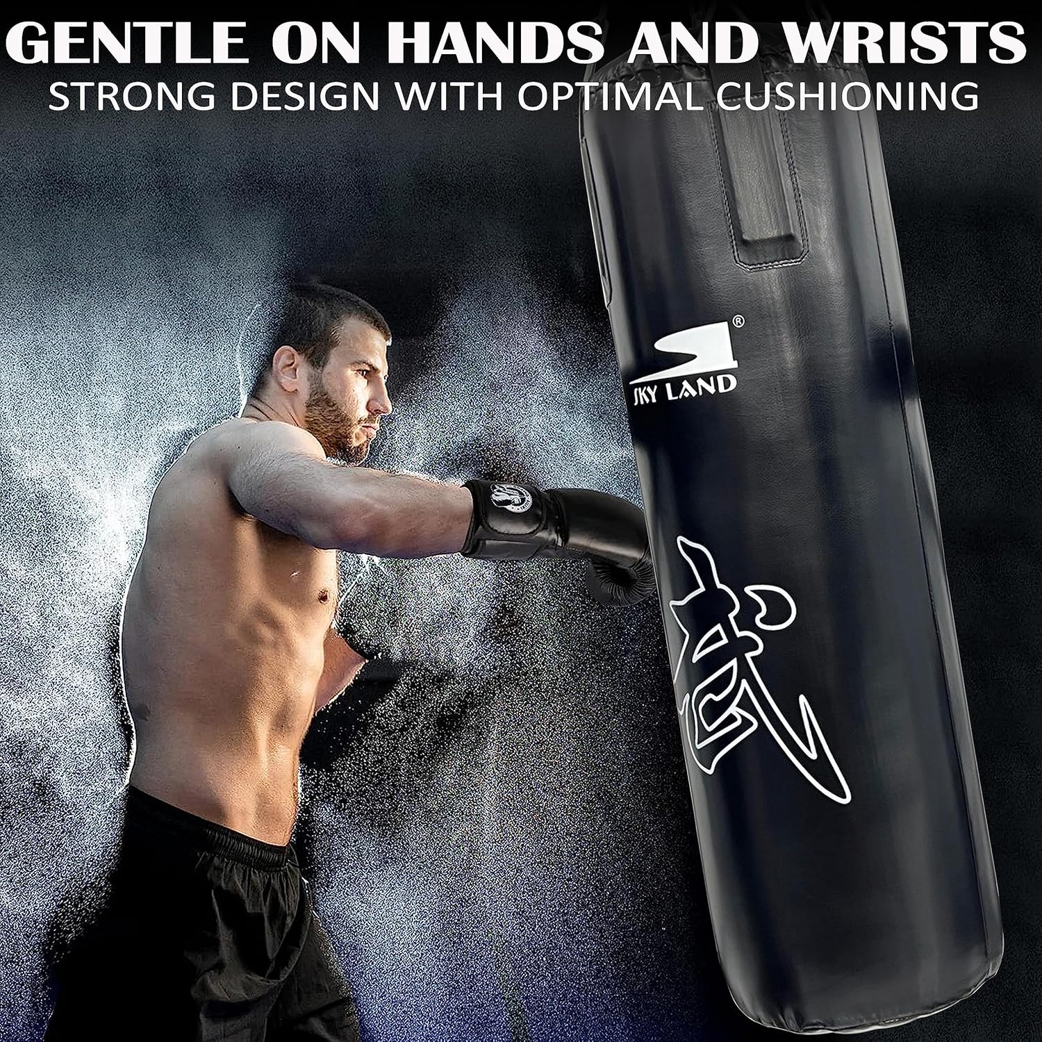 SKY LAND Heavy Duty Filled Punching Bag for Boxing, Kickboxing, MMA, Karate | PU Leather Bag with Wall Mount Hanger | Home Gym Training for Adults & Youth | Red, EM-1876 100cm version - Image 5