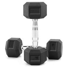 Hex Dumbbells 7.5kg Pair | Rubber Coated Cast Iron Weights