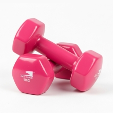 2kg Vinyl Dumbbell Set (1kg x 2) - Pink Anti-Roll Hex