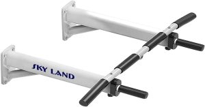 SKY LAND Wall Mounted Pull Up Bar Multifunctional Chin Up Bar for Home Gym, Heavy Duty Steel, Anti-Slip Grips, Dip Station, Leg Raises & Boxing Training – White, Large EM-1199 multi grip