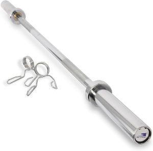 SKY LAND Powerlifting Bar 2.2M Solid Steel Olympic Barbell with Chrome Finish & Rotating Sleeves | Heavy Duty Gym Workout Bar for Strength Training, Weightlifting & Home Fitness EM-9265-ROD-2.2