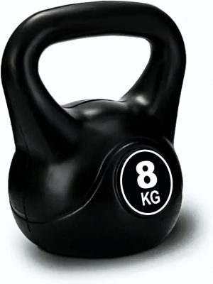 SKY LAND Vinyl Kettlebell Dumbbell - Black Strength Training Weights for Home Gym, Full-Body Exercises Kettlebell 8KG