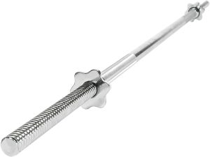 SKY LAND 1.2M Chrome Threaded Barbell Bar – Solid Steel Weight Lifting Bar with Spin Lock Collars – Standard 1 Inch Diameter, Home Gym Bar for Strength Training, Squats, Deadlifts – EM-9253