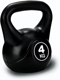 SKY LAND FITNESS Vinyl Kettlebell Dumbbell - Black Strength Training Weights for Home Gym, Full-Body Exercises Kettlebell 4KG