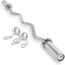 SKY LAND Powerlifting Bar 1.2M EZ Curl Zig Zag Barbell with Chrome Finish & Knurled Grip | Heavy Duty Gym Workout Bar for Biceps, Triceps, Strength Training & Home Fitness EM-9265-ZIP-1.2