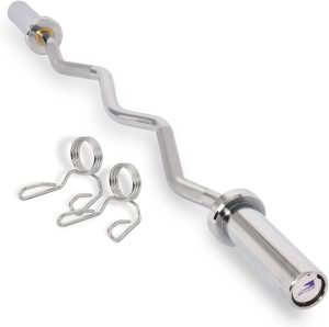 SKY LAND Powerlifting Bar 1.2M EZ Curl Zig Zag Barbell with Chrome Finish & Knurled Grip | Heavy Duty Gym Workout Bar for Biceps, Triceps, Strength Training & Home Fitness EM-9265-ZIP-1.2