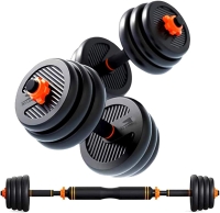 SKY LAND Adjustable Dumbbell and Barbell Set 20KG, 2-in-1 Dumbbells Set for Men & Women, Home Gym Strength Training with Vinyl-Coated Plates, Anti-Slip Handles, Secure Spinlock Collars – EM-9266-20