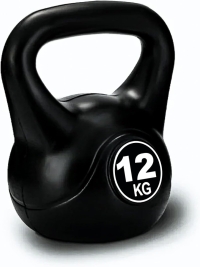 SKY LAND Vinyl Kettlebell Dumbbell - Black Strength Training Weights for Home Gym, Full-Body Exercises Kettlebell 12KG
