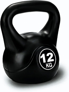 SKY LAND Vinyl Kettlebell Dumbbell - Black Strength Training Weights for Home Gym, Full-Body Exercises Kettlebell 12KG