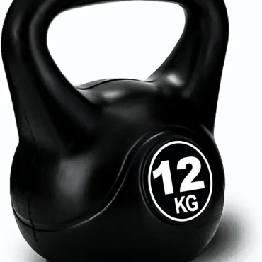 SKY LAND Vinyl Kettlebell Dumbbell - Black Strength Training Weights for Home Gym, Full-Body Exercises Kettlebell 12KG