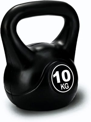 SKY LAND Vinyl Kettlebell Dumbbell - Black Strength Training Weights for Home Gym, Full-Body Exercises Kettlebell 10KG