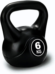 SKY LAND Vinyl Kettlebell Dumbbell - Black Strength Training Weights for Home Gym, Full-Body Exercises Kettlebell 6KG
