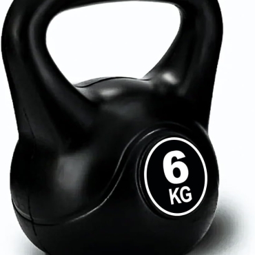 SKY LAND Vinyl Kettlebell Dumbbell - Black Strength Training Weights for Home Gym, Full-Body Exercises Kettlebell 6KG