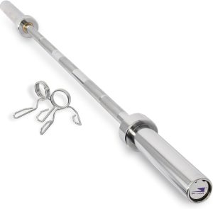 SKY LAND Powerlifting Bar 1.8M Straight Barbell with Chrome Finish & Rotating Sleeves | Heavy Duty Gym Workout Bar for Strength Training, Olympic Lifting, Weightlifting & Home Fitness EM-9265-1.8M