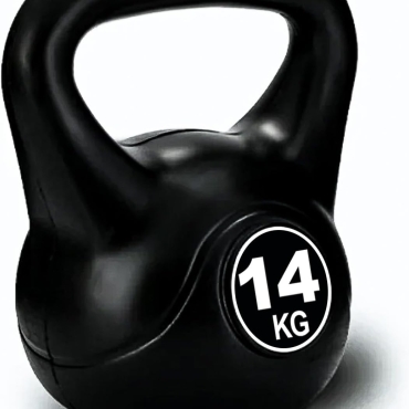 SKY LAND FITNESS Vinyl Kettlebell Dumbbell - Black Strength Training Weights for Home Gym, Full-Body Exercises Kettlebell 14KG