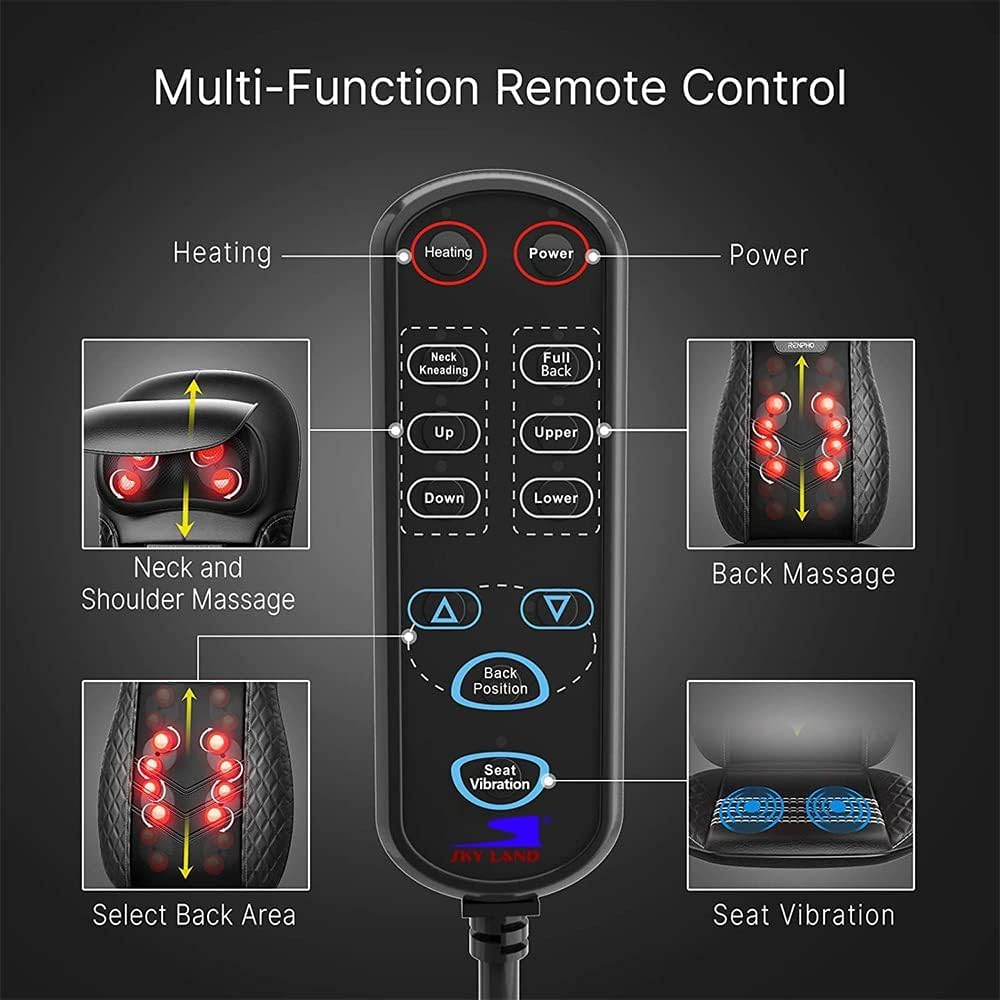 Neck & Back Massager with Heat, Shiatsu & Rolling Massage Chair Pad with Adjustable Neck Pillow, Vibration Seat & Spot Massage for Pain Relief & Relaxation | Home & Office ?C EM-5227 - Image 6