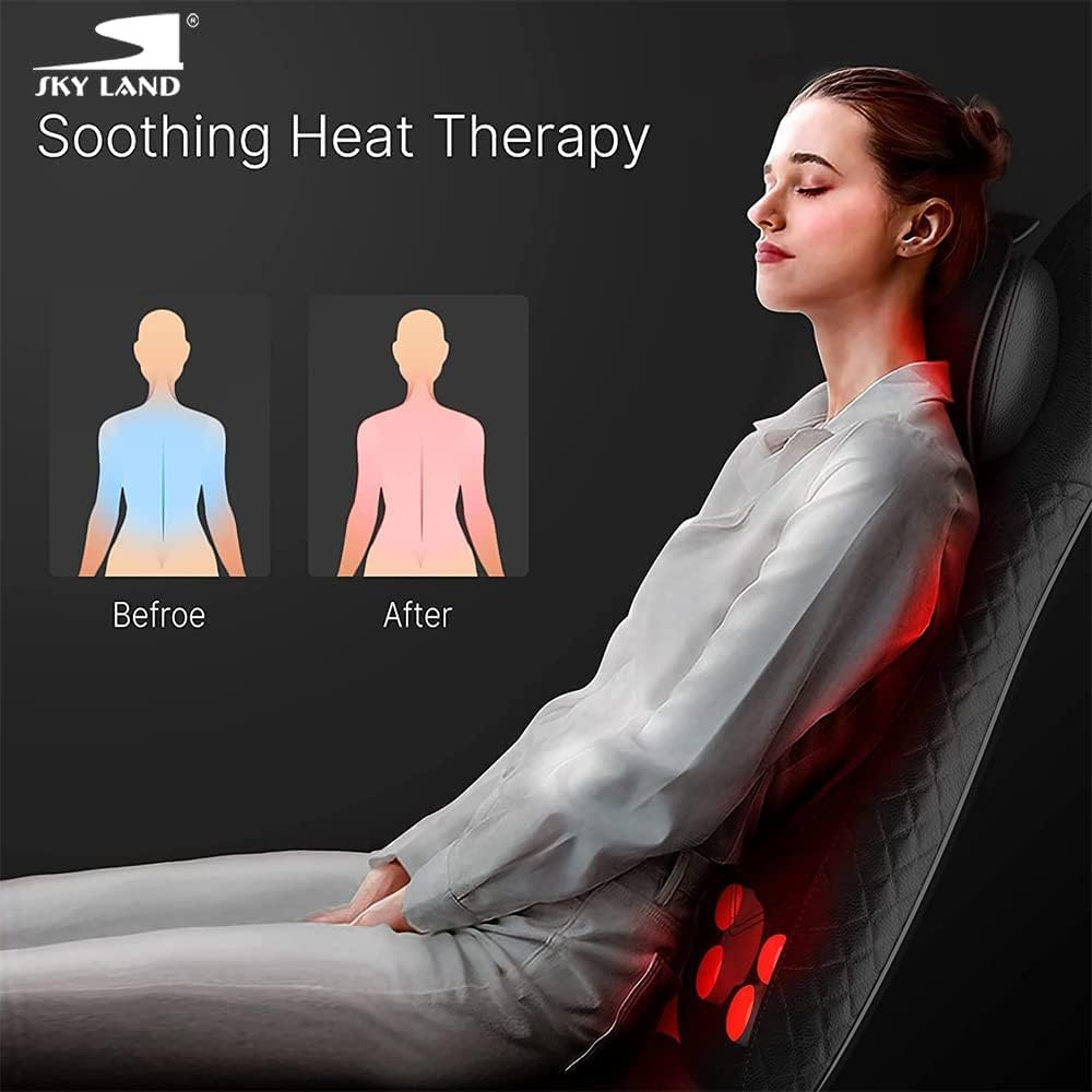 Neck & Back Massager with Heat, Shiatsu & Rolling Massage Chair Pad with Adjustable Neck Pillow, Vibration Seat & Spot Massage for Pain Relief & Relaxation | Home & Office ?C EM-5227 - Image 3