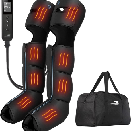 Air Compression Full Leg & Foot Massager with Heat ?C 3 Intensities, 3 Modes, 3 Heat Levels ?C Improves Circulation, Relieves Fatigue, Faster Muscle Recovery, Pain Relief ?C EM-2197