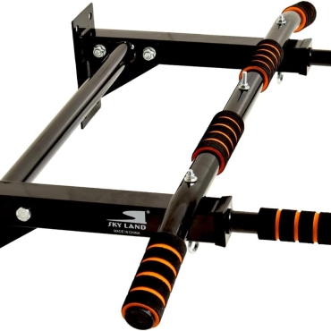 SKY LAND Wall-Mounted Pull-Up Bar with Punching Bag Holder | Heavy-Duty Steel, Multi-Grip Positions for Home Gym & Strength Training | Supports 130KG | EM-1120 (Black) Multi Grip