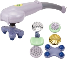 Massager With Multi Head, Gray- EM-4161