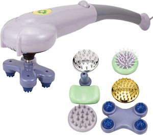 Massager With Multi Head, Gray- EM-4161