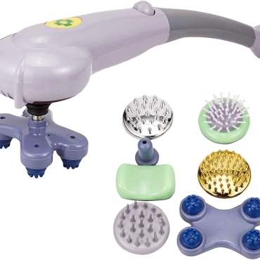 Massager With Multi Head, Gray- EM-4161