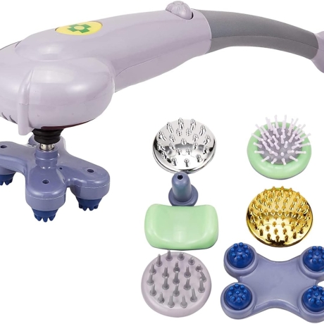 Massager With Multi Head, Gray- EM-4161