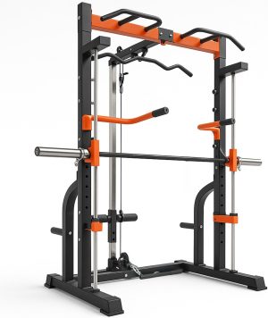 Power Cage, Smith Machine - Squat Rack - Multi-Function Home Gym Equipment for Full-Body Strength Training
