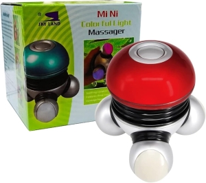 Handheld Mini Massager ?C Compact Vibration Therapy with LED Light, 3-Point Head, Battery Operated ?C For Neck, Shoulder, Back, Legs, Feet Relief ?C Red ?C EM-9169